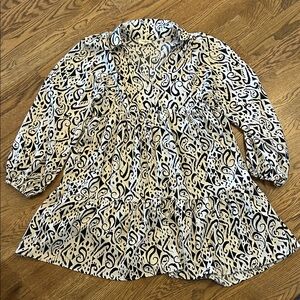 Umgee Black and Cream Abstract Top